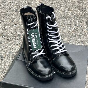 Dr. Martens Vegan Black Boots with White Laces